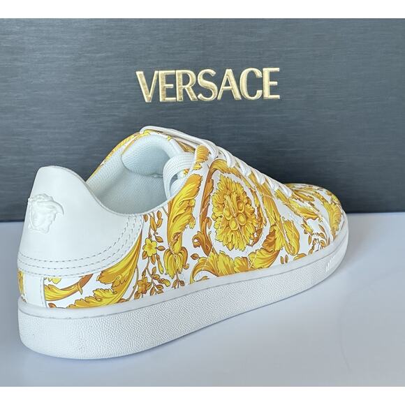 Versace Baroco Men\'s White/Gold Leather Sneakers 9 US (42 Euro) 1016936 NIB main image 15